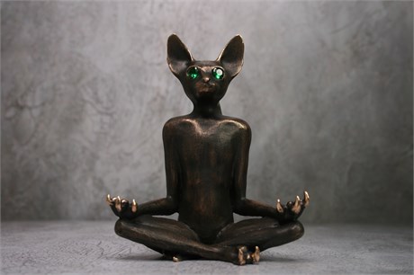 Кот йог в позе лотоса м-200026752